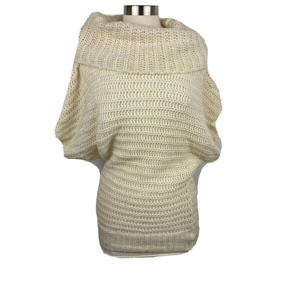 Free People Sweaters - Free People Sweater S Womens Ivory Cowl Neck Batwing Short Sleeve Loose Knit
